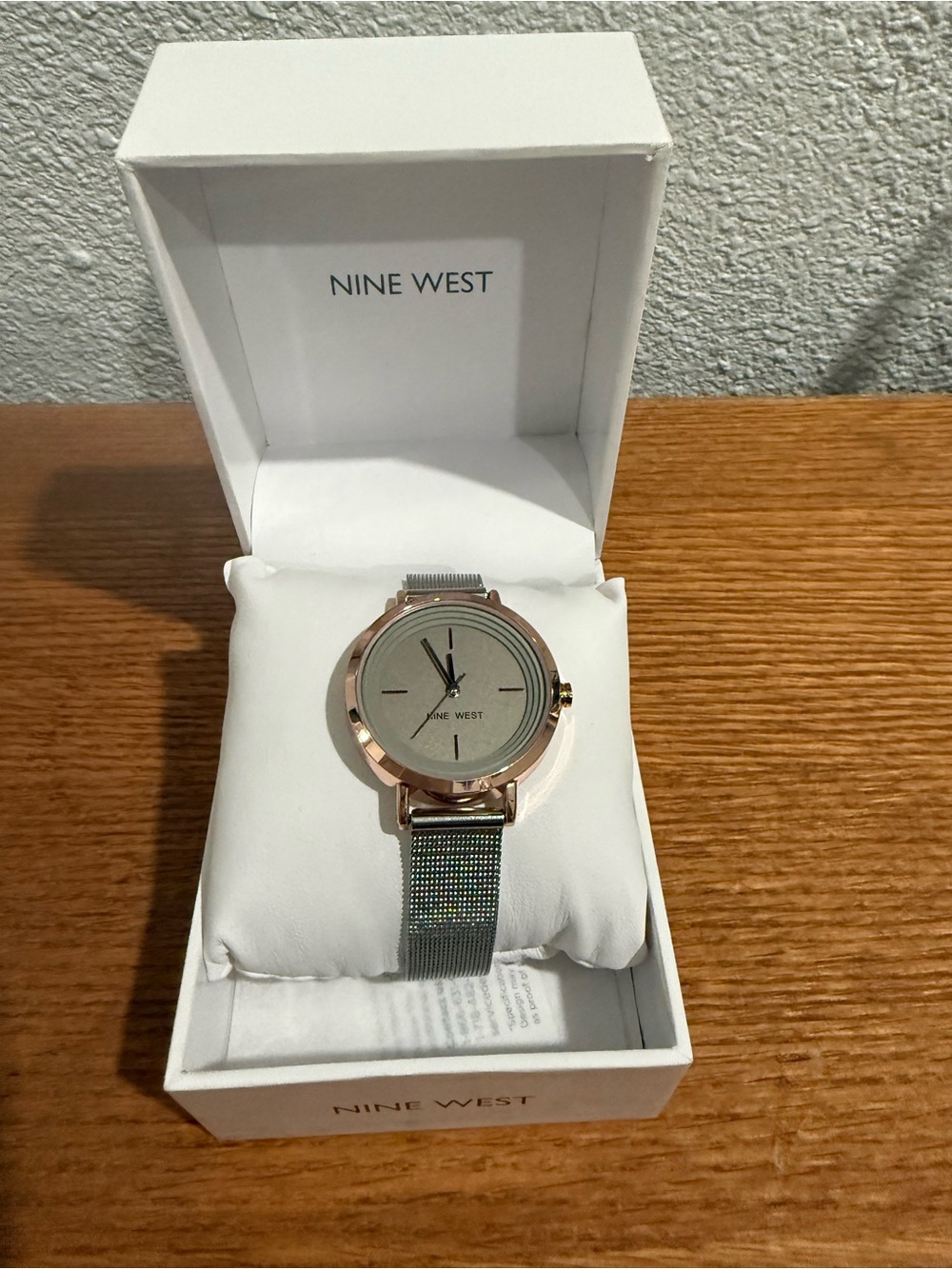 NWT Nine West Rose Gold Case with Silver Mesh Strap Watch